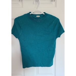 Brand New Garage Teal Ribbed Knit Top